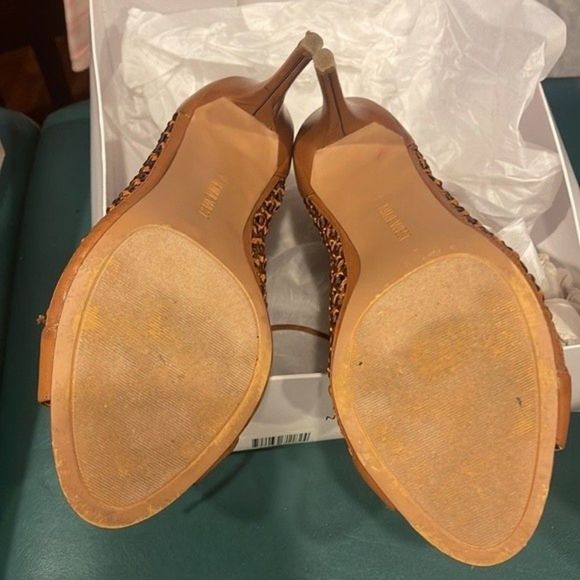 Nine West High Heel 👠 Open Toe Zipper in The Back Tie up Heels Size 8 - Picture 6 of 9